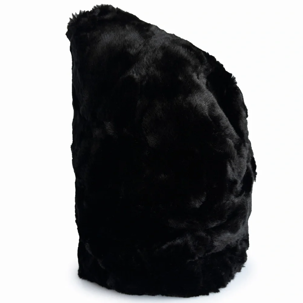 Vintage Norma Kamali OMO Black Faux Fur Sculptural Hat 1980s HTF